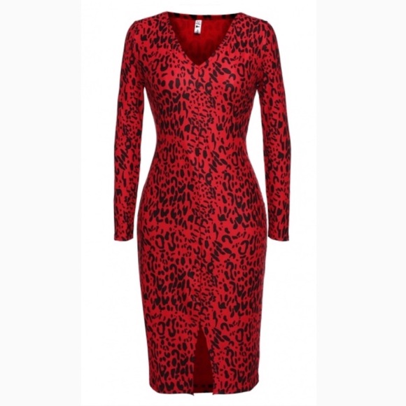 Cheetah Long Sleeve Dress - Picture 5 of 9